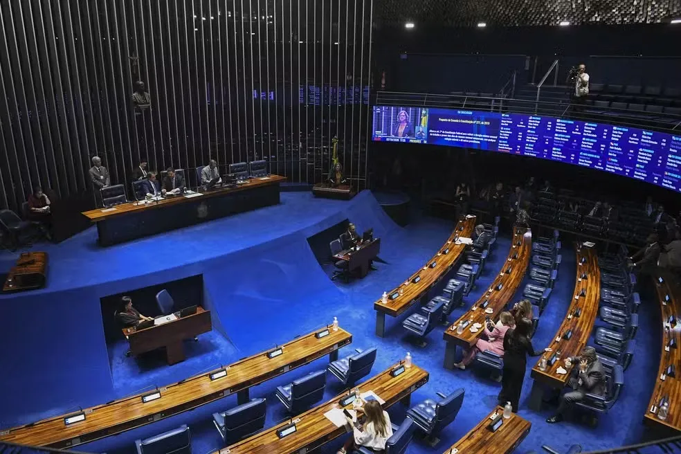 Plenário do Senado Federal discute a PEC do fim da escala 6x1 — Foto: Jonas Pereira/Agência Senado
