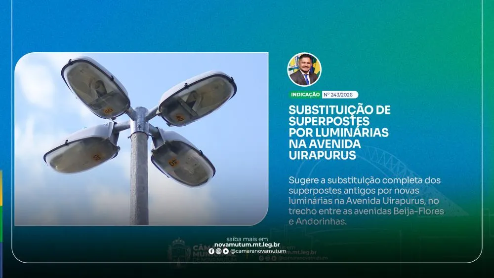 Maciel Sousa solicita nova iluminação para trecho da Avenida Uirapurus